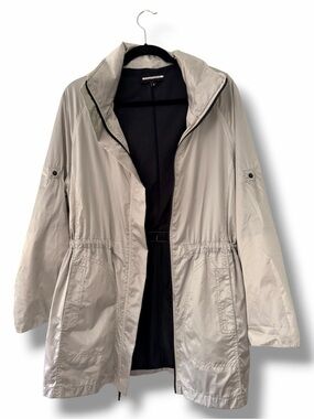 Anatomie Metallic Silver Merika Hooded Windbreaker Trench Coat Gorpcore Large